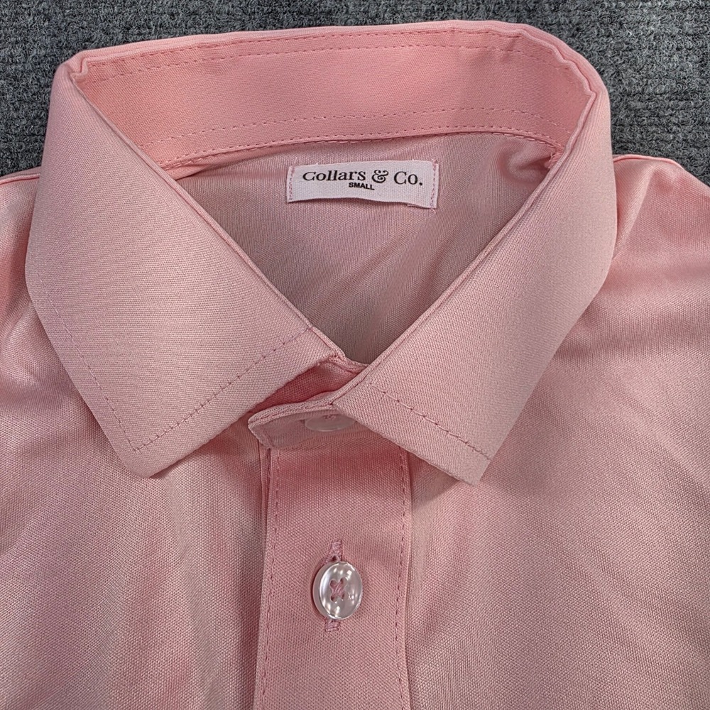 Collars & Co. Dress Collar Polo Shirt Mens Small‎ Pink Short Sleeve